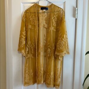 Blue Rain Mustard Floral Lace Tunic